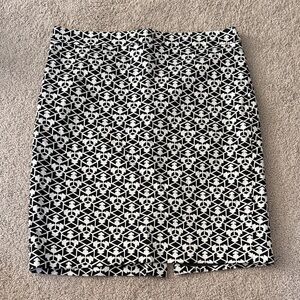J.Crew Black & White Geometric Pencil Skirt